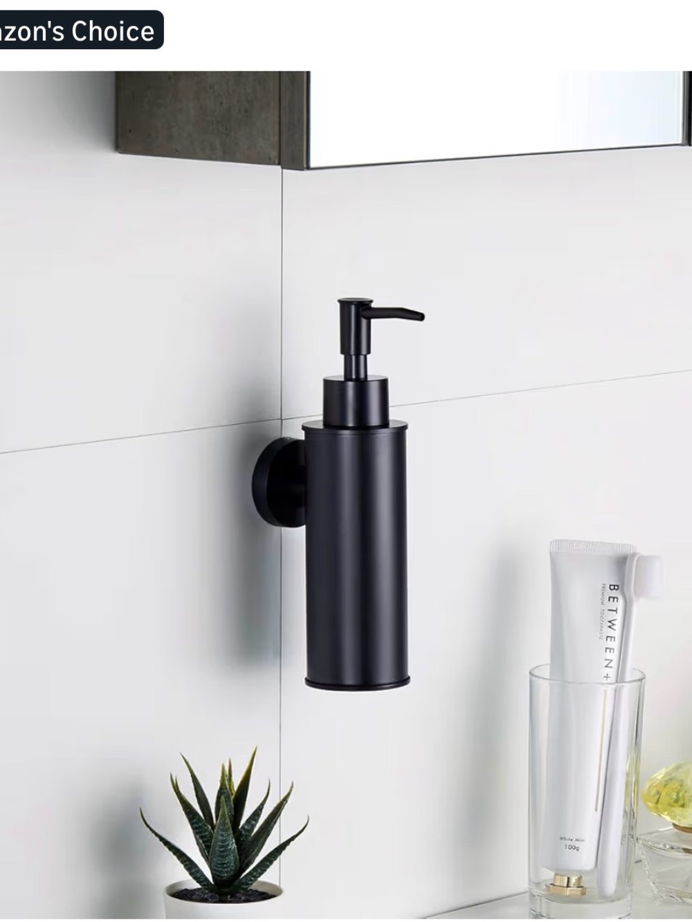 Matte Black Wall-Mounted Soap Dispenser - Sleek Bathroom Accessory